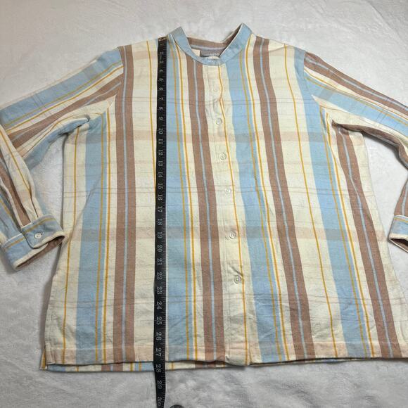 Vintage Blair 100% Cotton Flannel Plaid Button Up Shirt Size Large Coastal Boho - Picture 8 of 8
